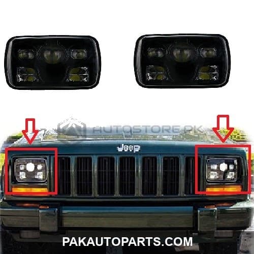 Square Jeep Headlights Black 5×7 inches