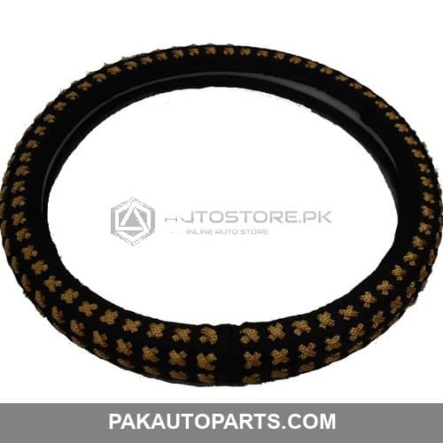 Steering Cover Black With Gold Pattern