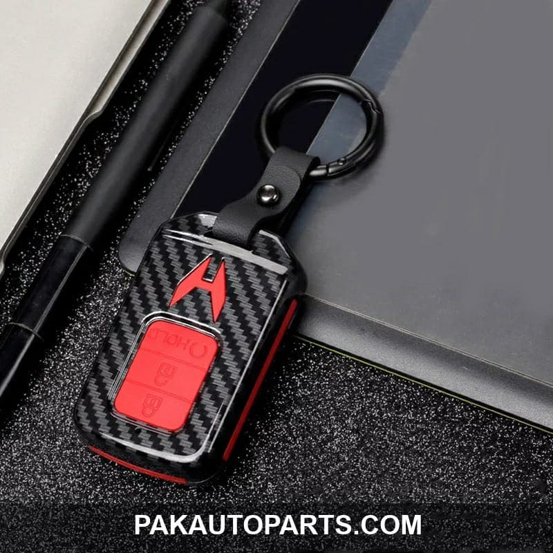 Honda Civic Black and Red Carbon Fiber Key Cover 2016-2021