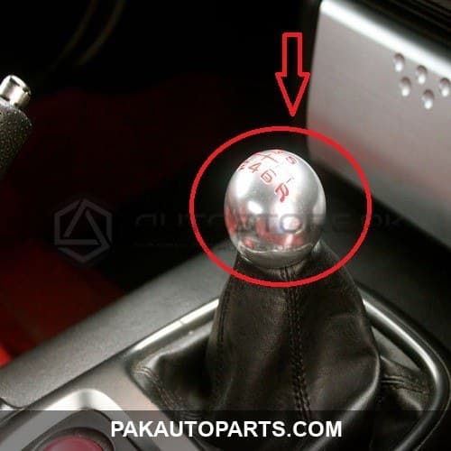 Mugen Silver Round Gear Knob with Red Numbers