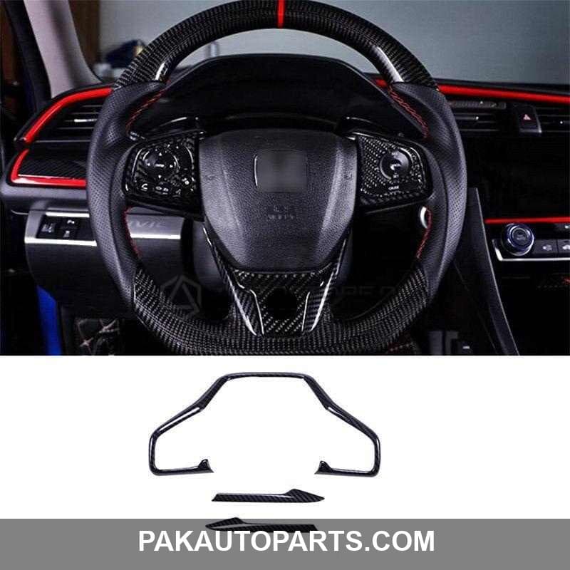 Honda Civic Steering Multimedia Carbon Fiber Trim 2016-2021