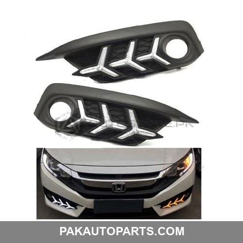 Honda Civic Fog Lamp DRL Cover V3 Mustang Style 2016-2021