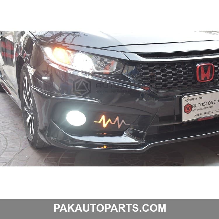 Honda Civic Fog Lamp Cover Drl Heartbeat Style LED 2016-2021