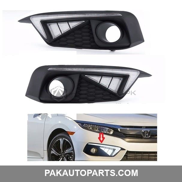 Honda Civic Fog Lamp DRL Nike Style 2016-2021
