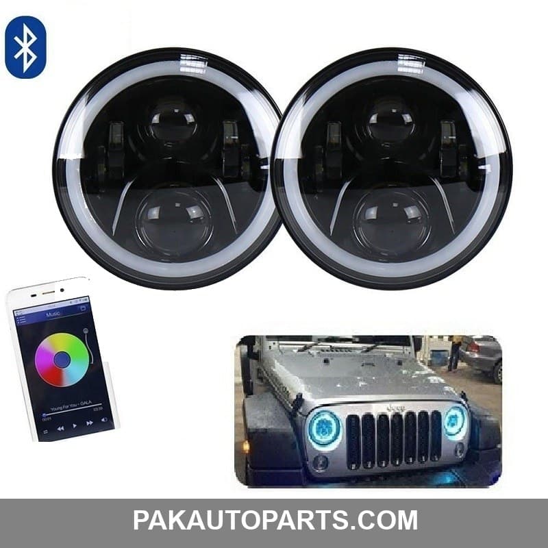 RGB Jeep LED Headlights Round Shape with Bluetooth - 7 Inches