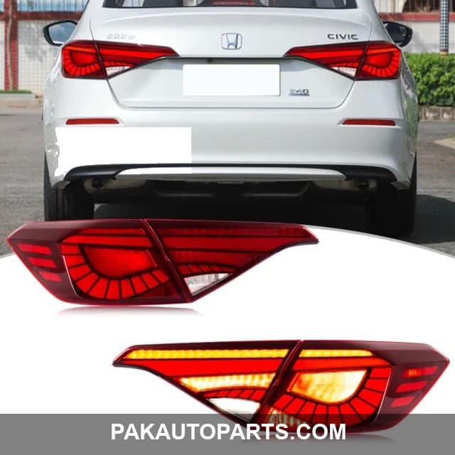Honda Civic Snake Style Tail Lamps Red 2022-2023