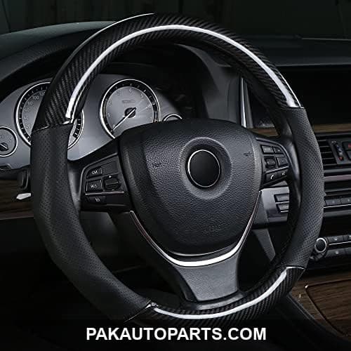 Universal Leather Carbon Fiber Steering Cover with Leather