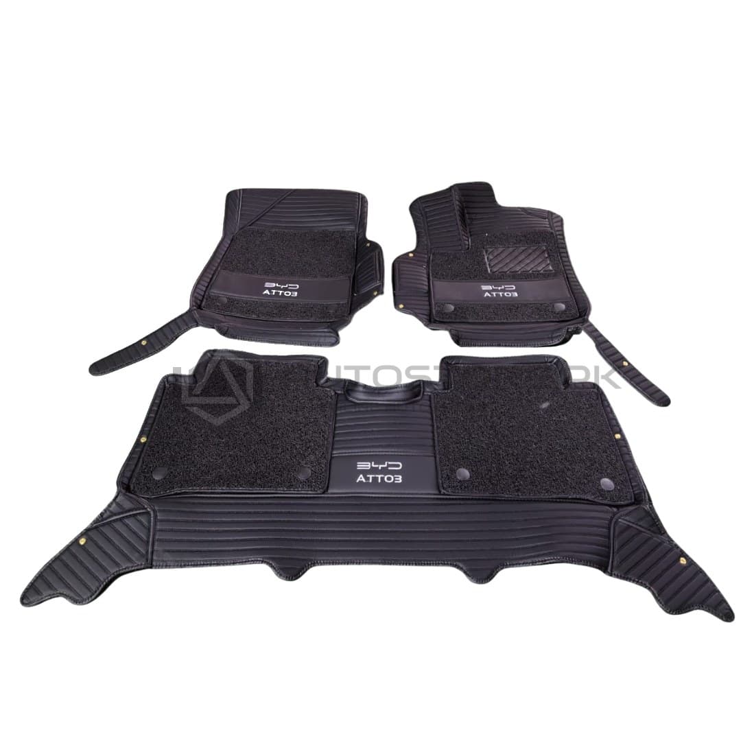 BYD Atto 3 9D Floor Mats Horizontal Stitch Black With Black Grass 2025