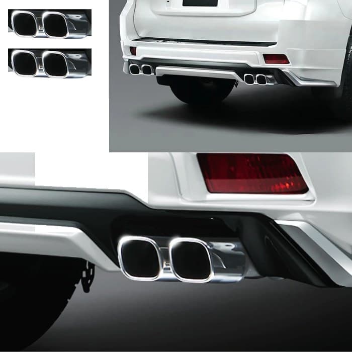 Toyota Prado FJ150 Exhaust Fake Chrome Tips Modellista Body Kit 2017-2024